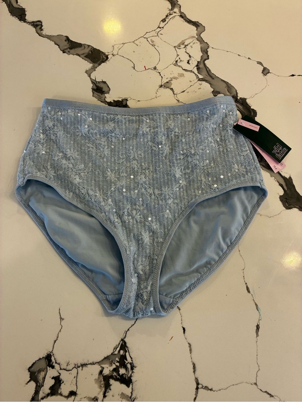 High-Waist Sequin Women’s Undies - Light Blue S NWT